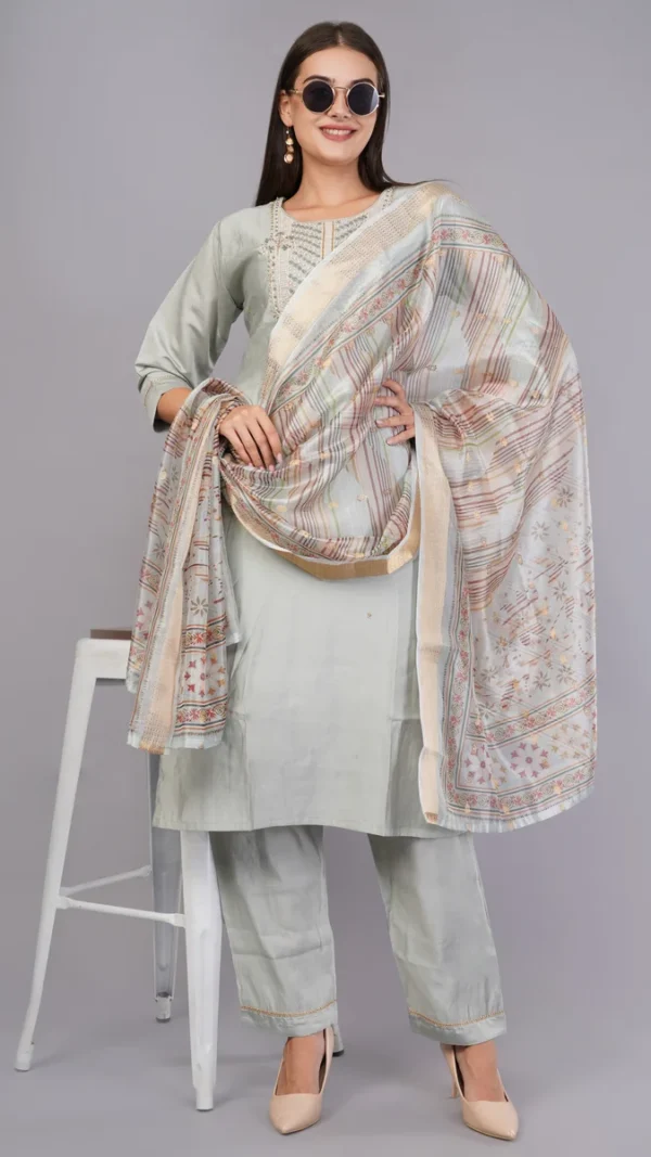 Vaidahi Pearl Gray Chanderi Charm