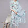 Vaidahi Cotton Floral Print Suit with Lace Accents