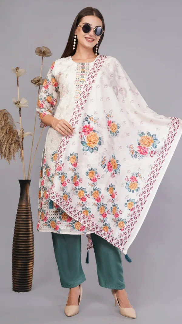 Vaidahi Cotton Suit Set with Chikankari and Digital Print Trio