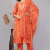 Vaidahi's Sunset Soiree: Orange Leheriya Suit with Dupatta