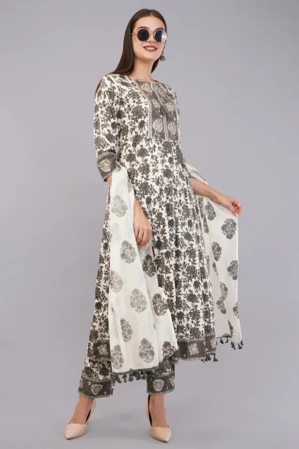 Vaidahi's Printed Poetry: Dori Neck Cotton Frock Style Suitwith Dupatta