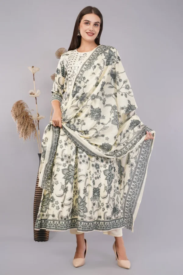 Vaidahi's Twirling Tale: Printed Anarkali with Dupatta