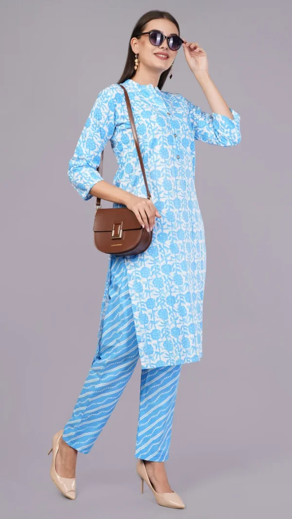 Vaidahi's Summer Solace - Printed Cotton Suit with Collar Neck