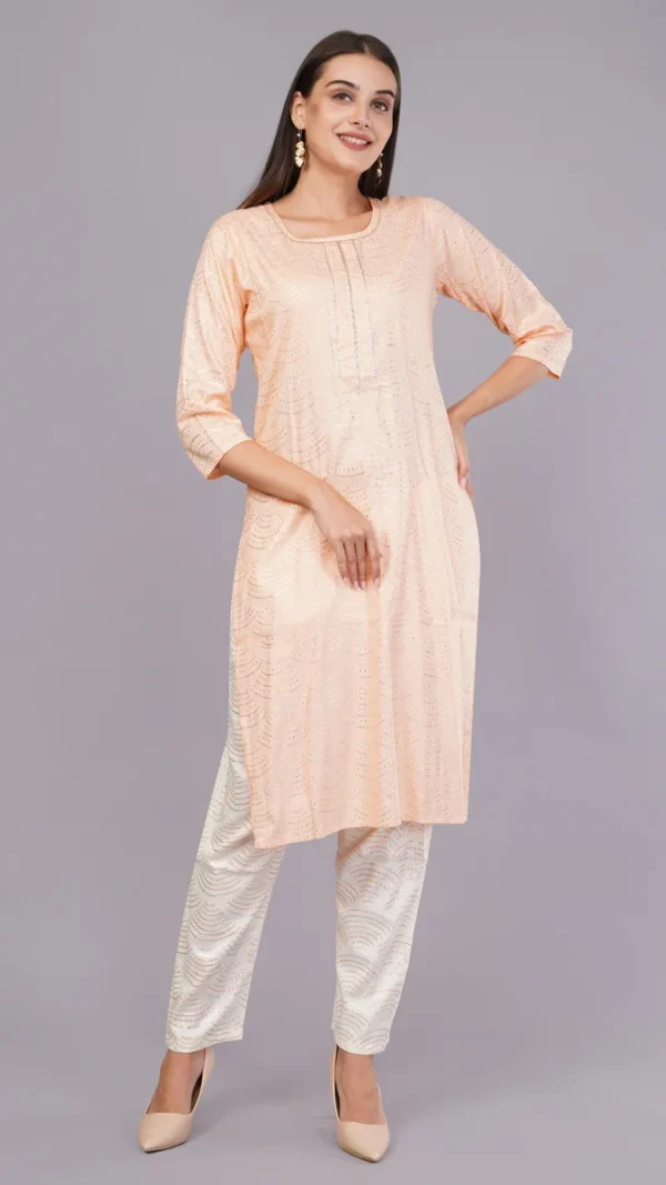 Vaidahi's Summer Splash: Printed Cotton Kurti Set with Round Neck