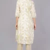 Vaidahi's Floral Fantasia: V-Neck Suit with Mirrorwork & Printed Dupatta