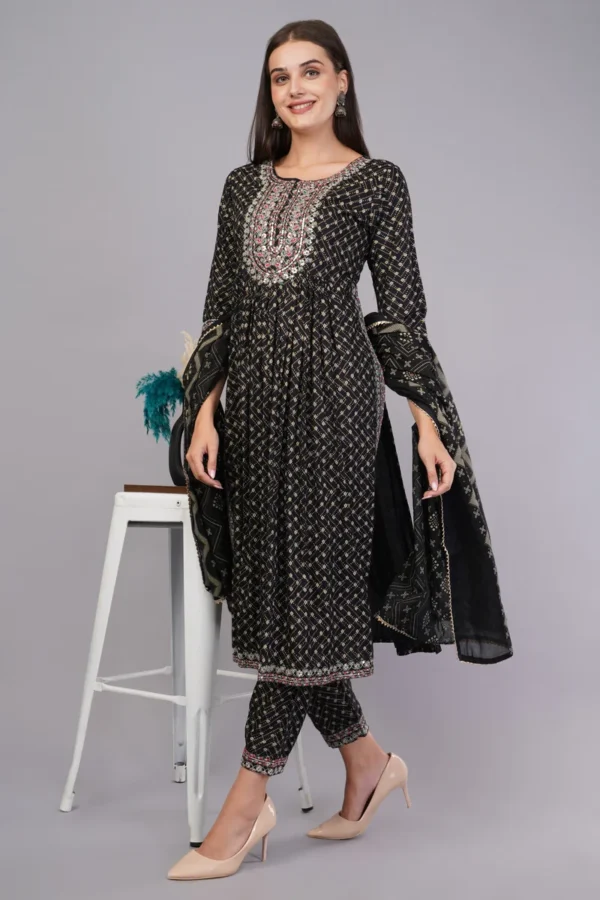 Vaidahi Black Cotton Frock Fusion