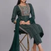 Vaidahi's Luxe Lace Look: Cotton Kurti Set with Embellished Neck & Dupatta